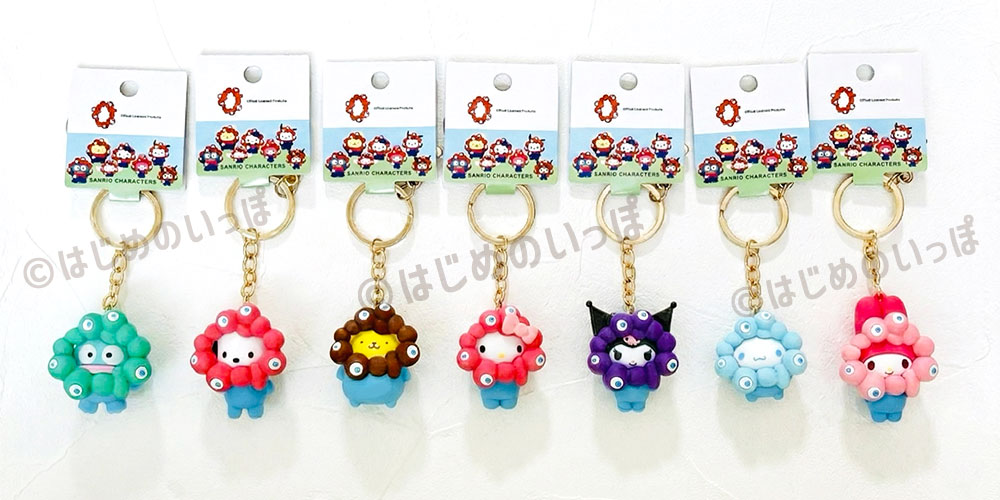 ミャクミャクなりきり立体マスコットキーホルダー パステル クロミ マイメロディ ポチャッコ ポムポムプリン キティ ハンギョドン シナモロール